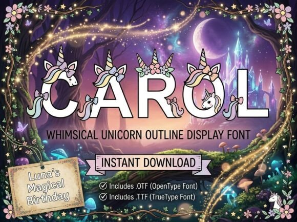 Carol: The Whimsical Unicorn Outline Display Font